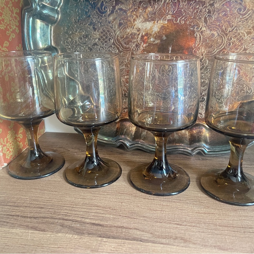 Vintage Mid Century Tawny Libbey Goblets